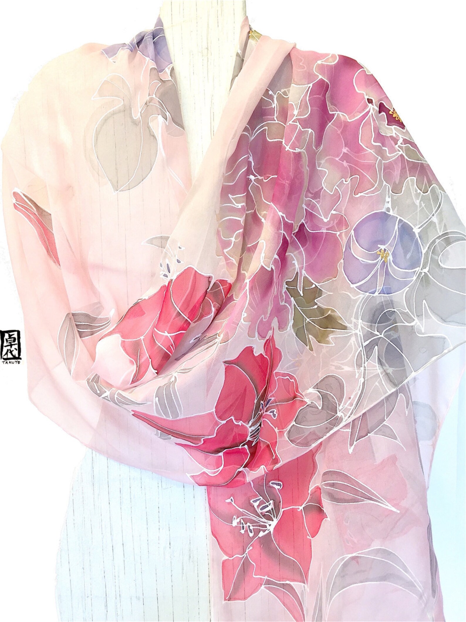 pale pink chiffon shawl