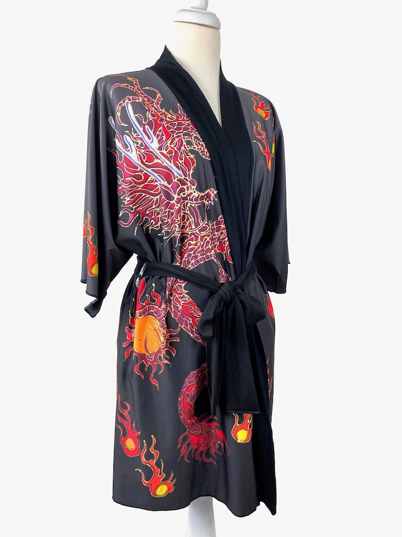Dragon Theme Robe Dragon Silk Kimono Robe, Red Dragon, Amazing Strength of Women ...
