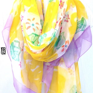 Sarong Cover Up, Cover Up Handpainted Scarf with Tropical Print Hawaiian Flowers, Hawaiian Gift for wife