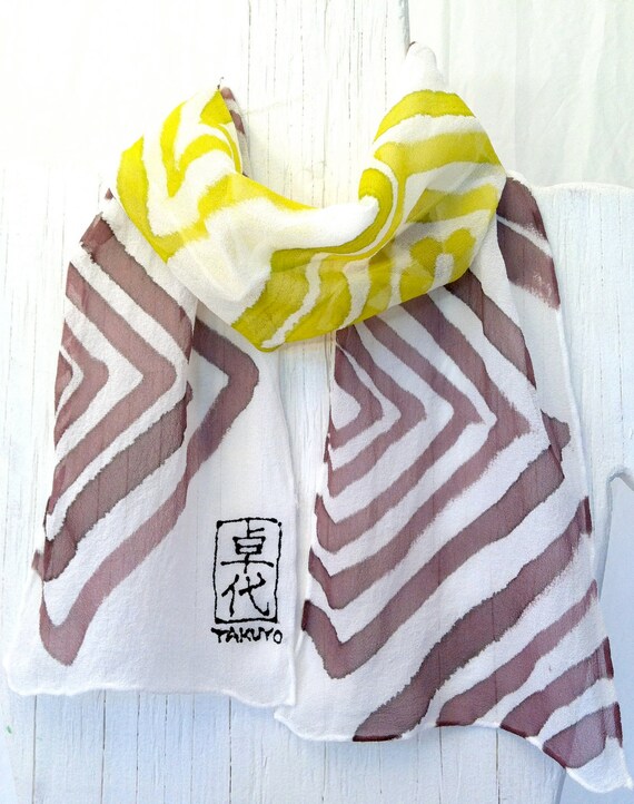 Silk Scarf Hand Painted Zen 5 Elements Earth Scarf. Etsy