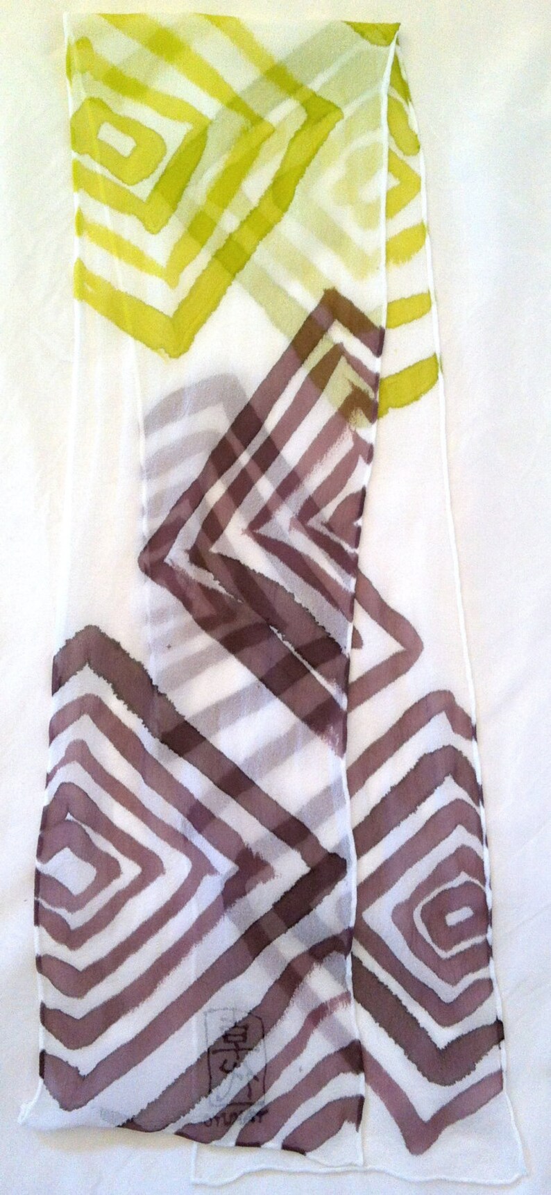 Silk Scarf Hand Painted Zen 5 Elements Earth Scarf. Etsy