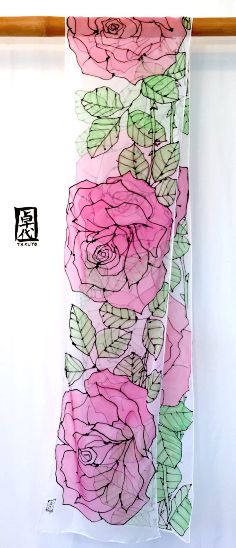 Hand Painted Silk Scarf Personalized Gift Gift for Wife Etsy