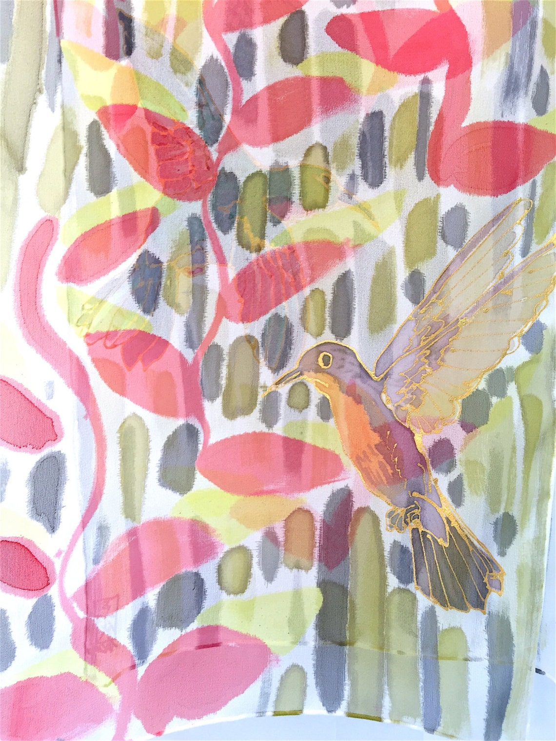 Bird Scarf Silk Scarf Birds Hand Painted Silk Scarf Japan Etsy