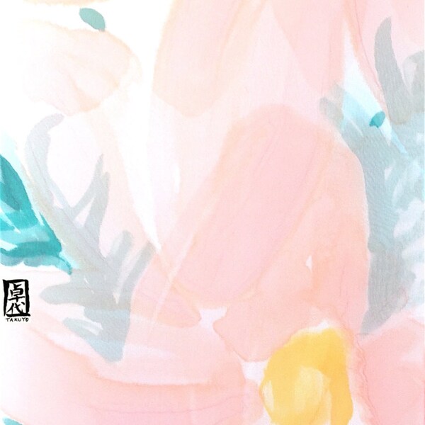 Seiden Schal Handpainted, Geschenk für sie, Frühling Schal mit Gänseblümchen, Peach Pink und grün Aquarell Schal, Silk-Chiffon-Schal, 11 x 60 Zoll