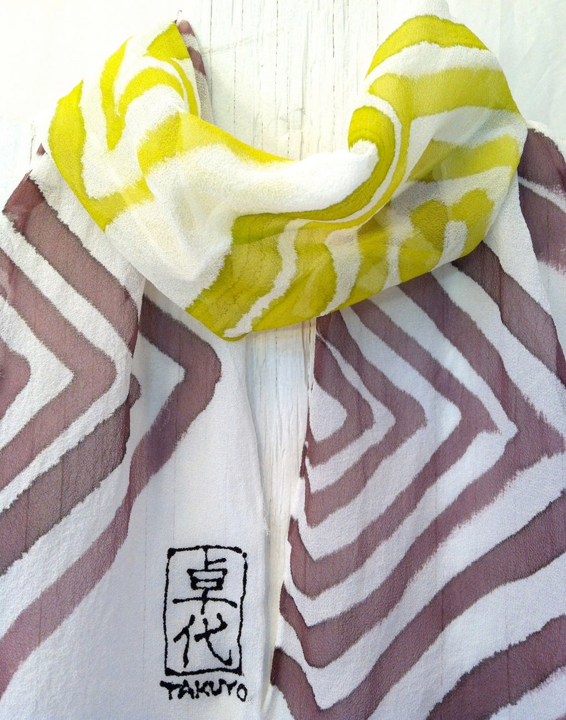 Silk Scarf Hand Painted Zen 5 Elements Earth Scarf. Etsy