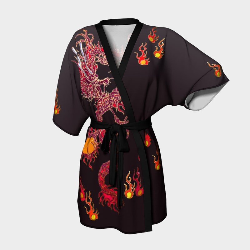 Kimono Rouge Dragon Chinois main image 1