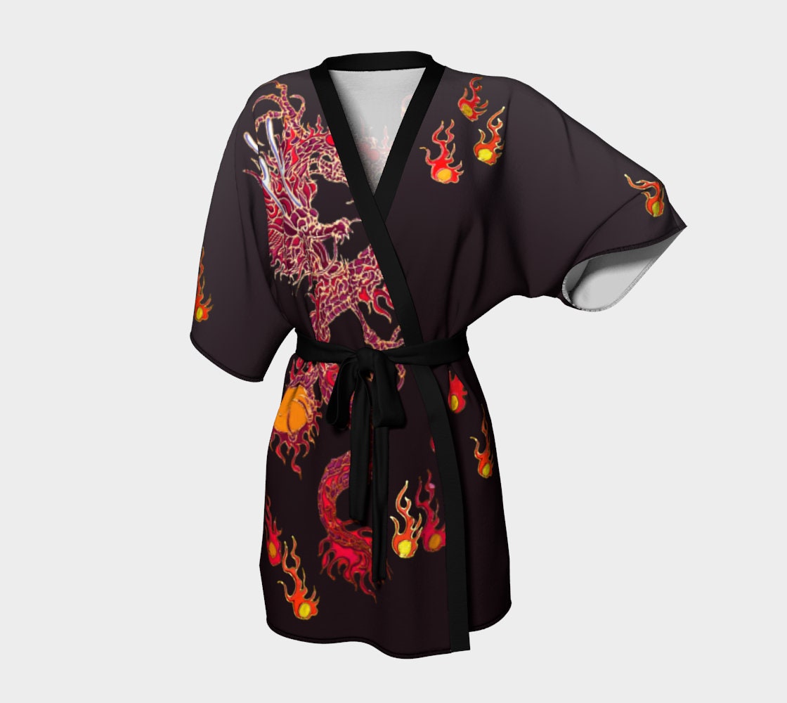 Dragon Silk Kimono Robe Red Dragon Amazing Strength of Etsy UK