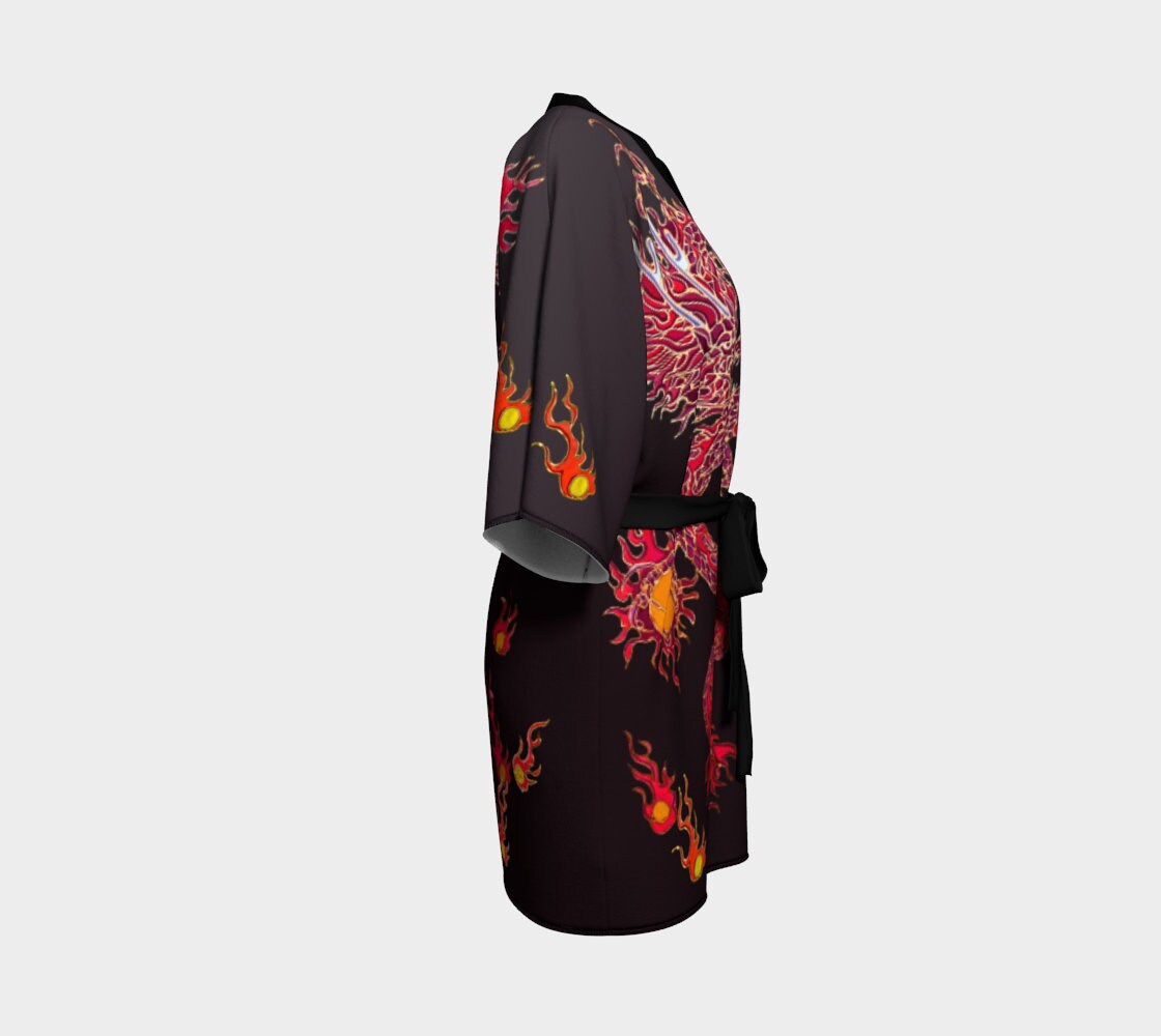 Batik Robe Dragon Dragon Silk Kimono Robe, Red Dragon, Amazing Strength of Women ...