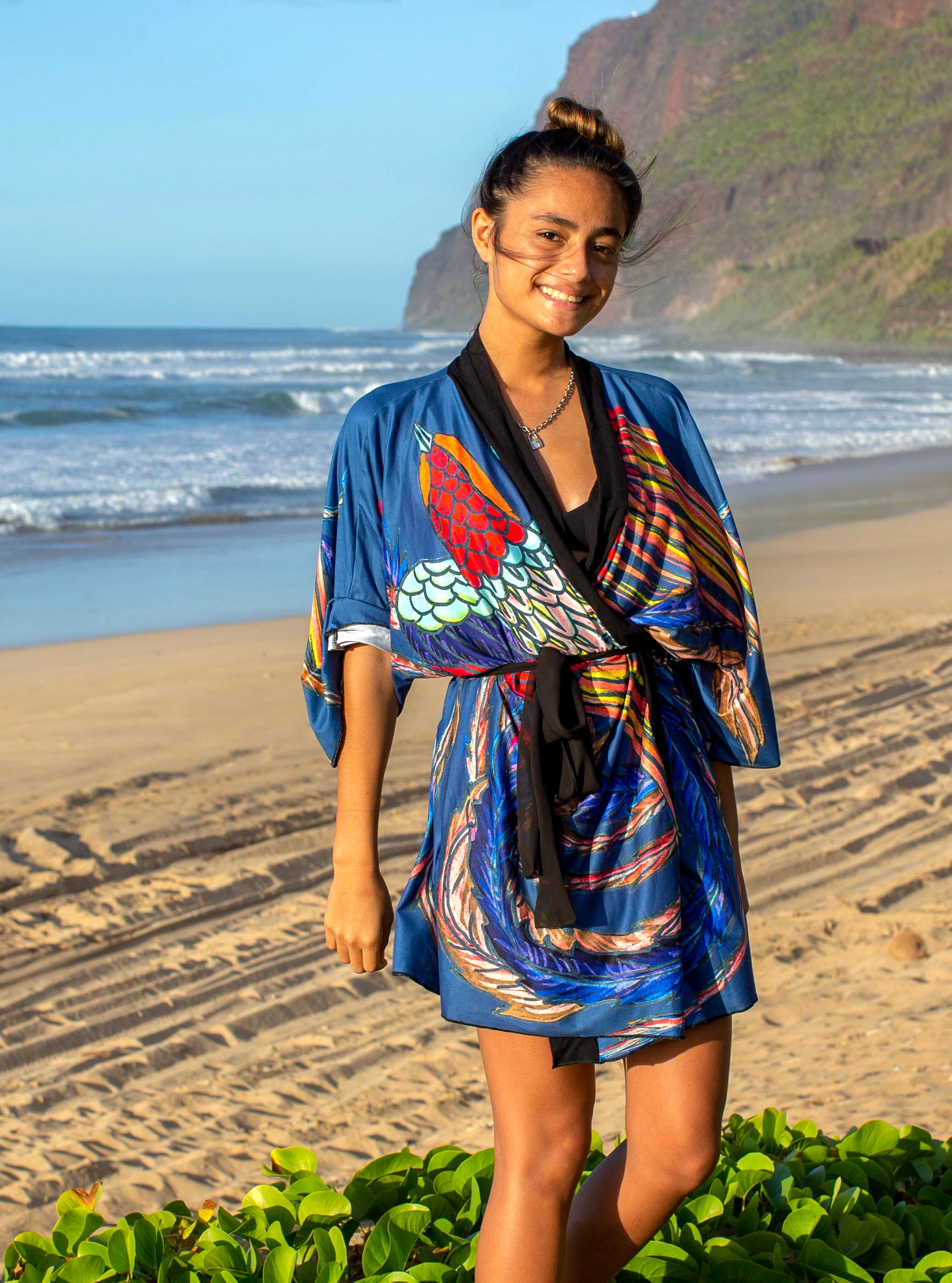 Kimono Robe Phoenix Bird, Dark Blue - Etsy