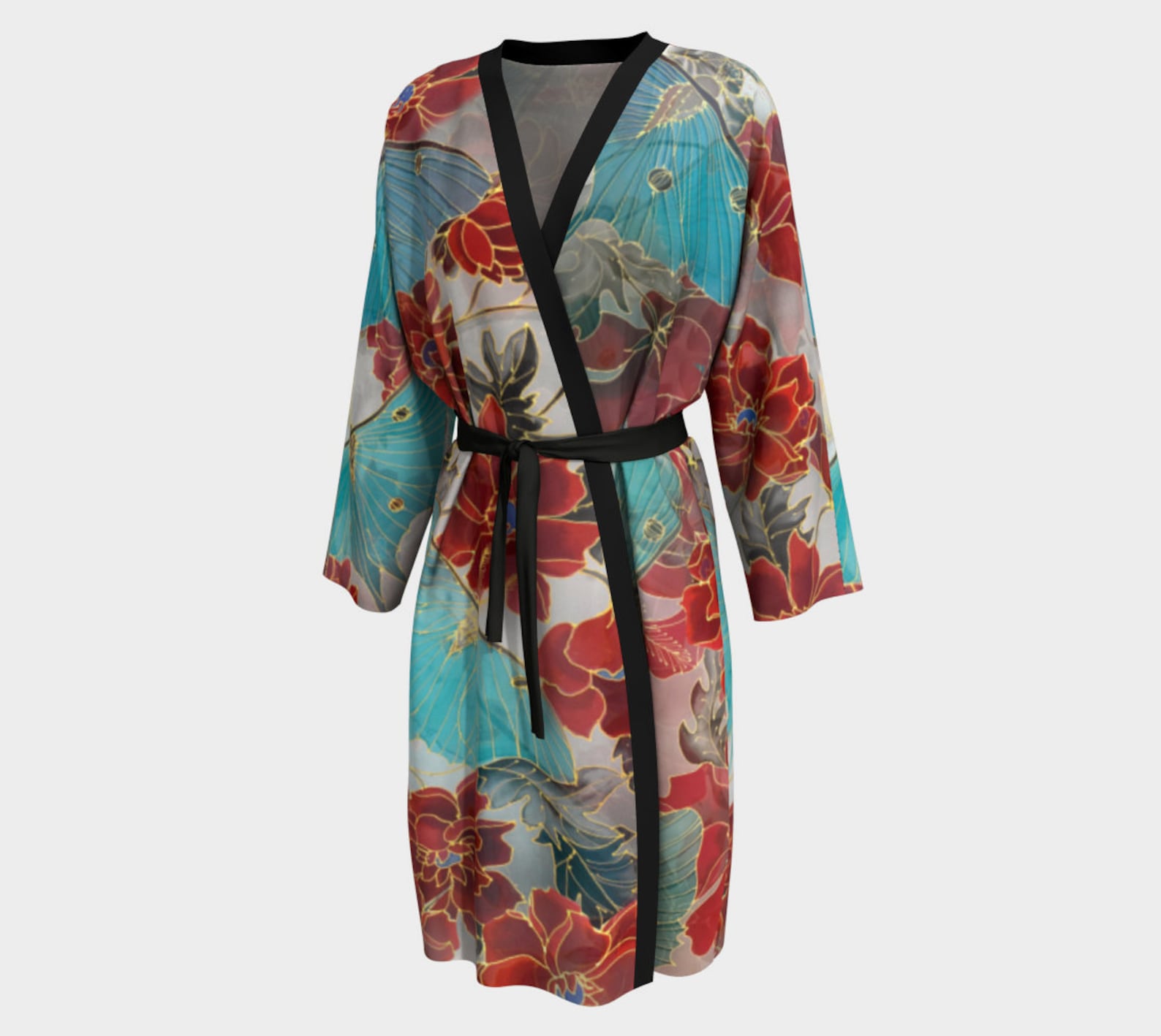 Kimono Robe Long Luna Moth Moon Goddess Gray Japanese Robe | Etsy