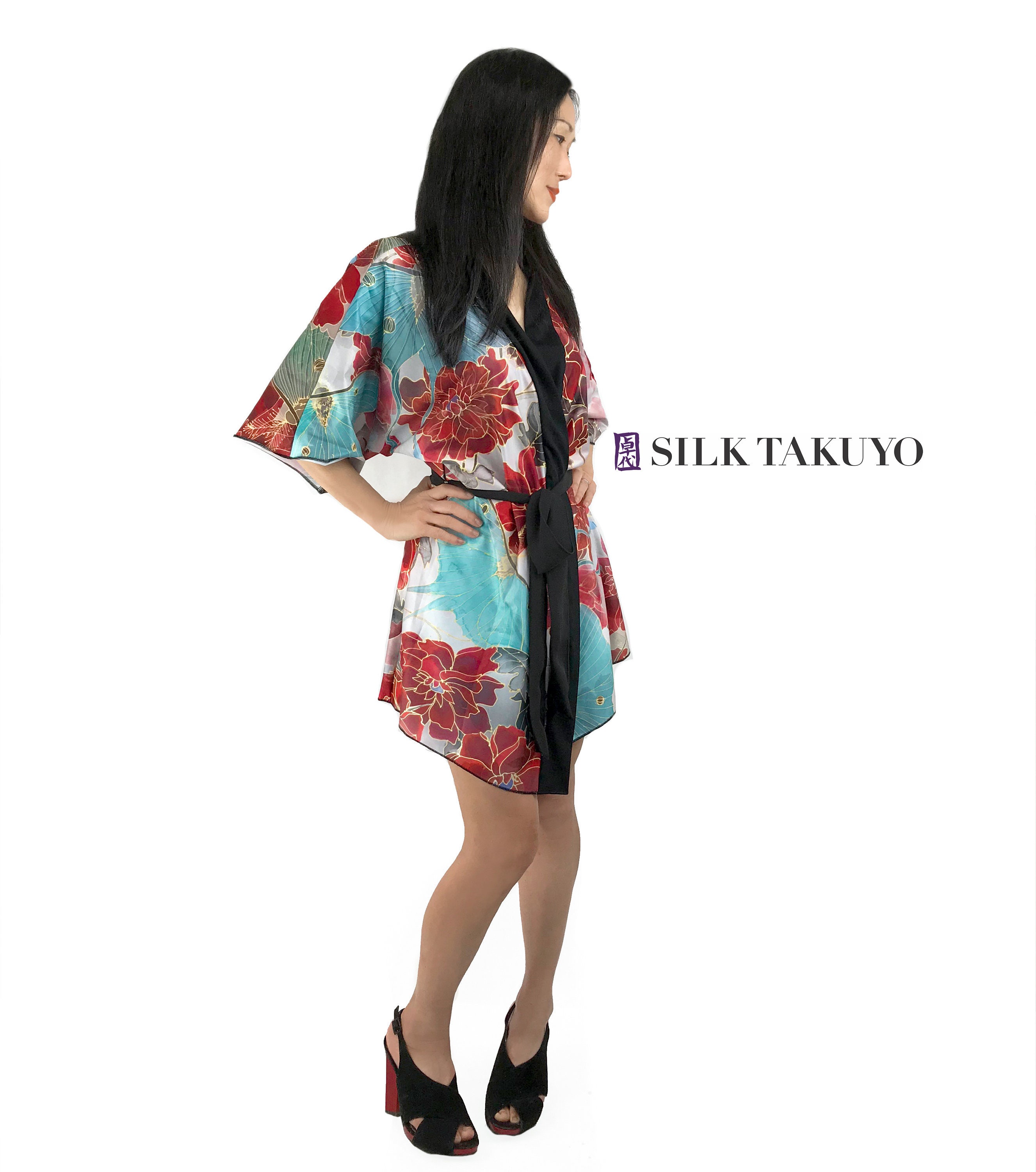 Japanese Kimono Robe, Luna Moth Moon Goddess