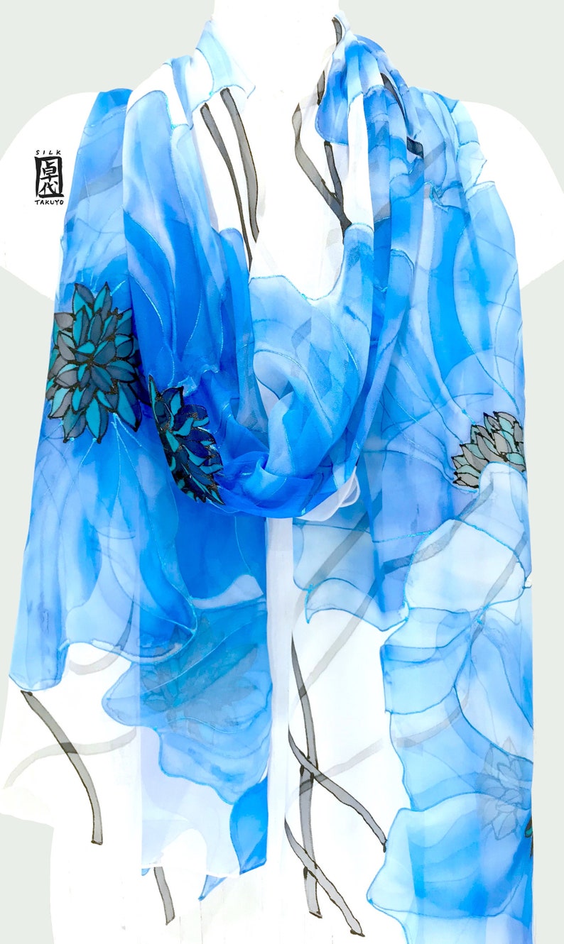 Wrap Shawl Blue Poppy Scarf Scarves