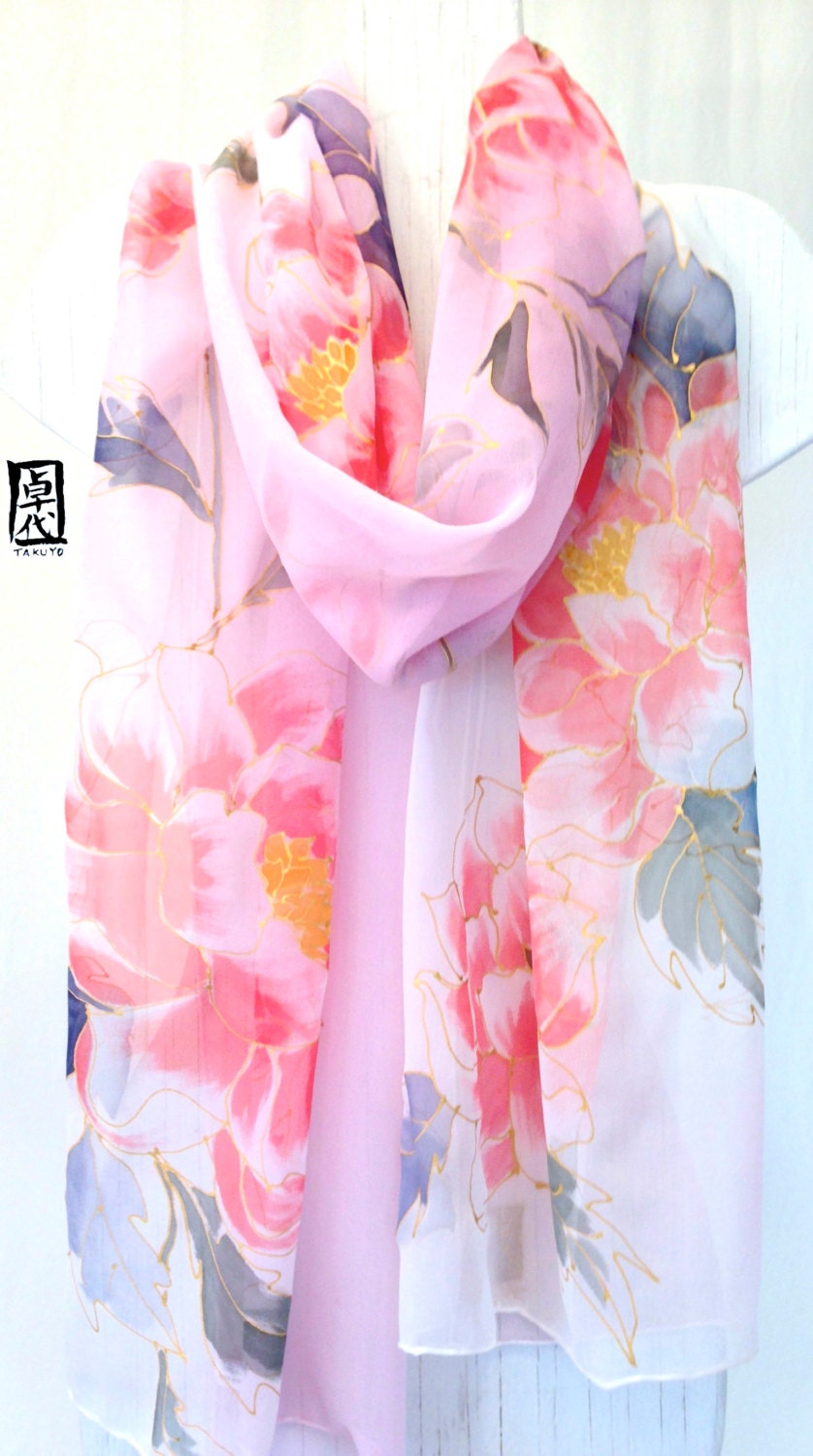Silk Wedding Shawl Gifts for wife Silk Chiffon Scarf Silk Etsy