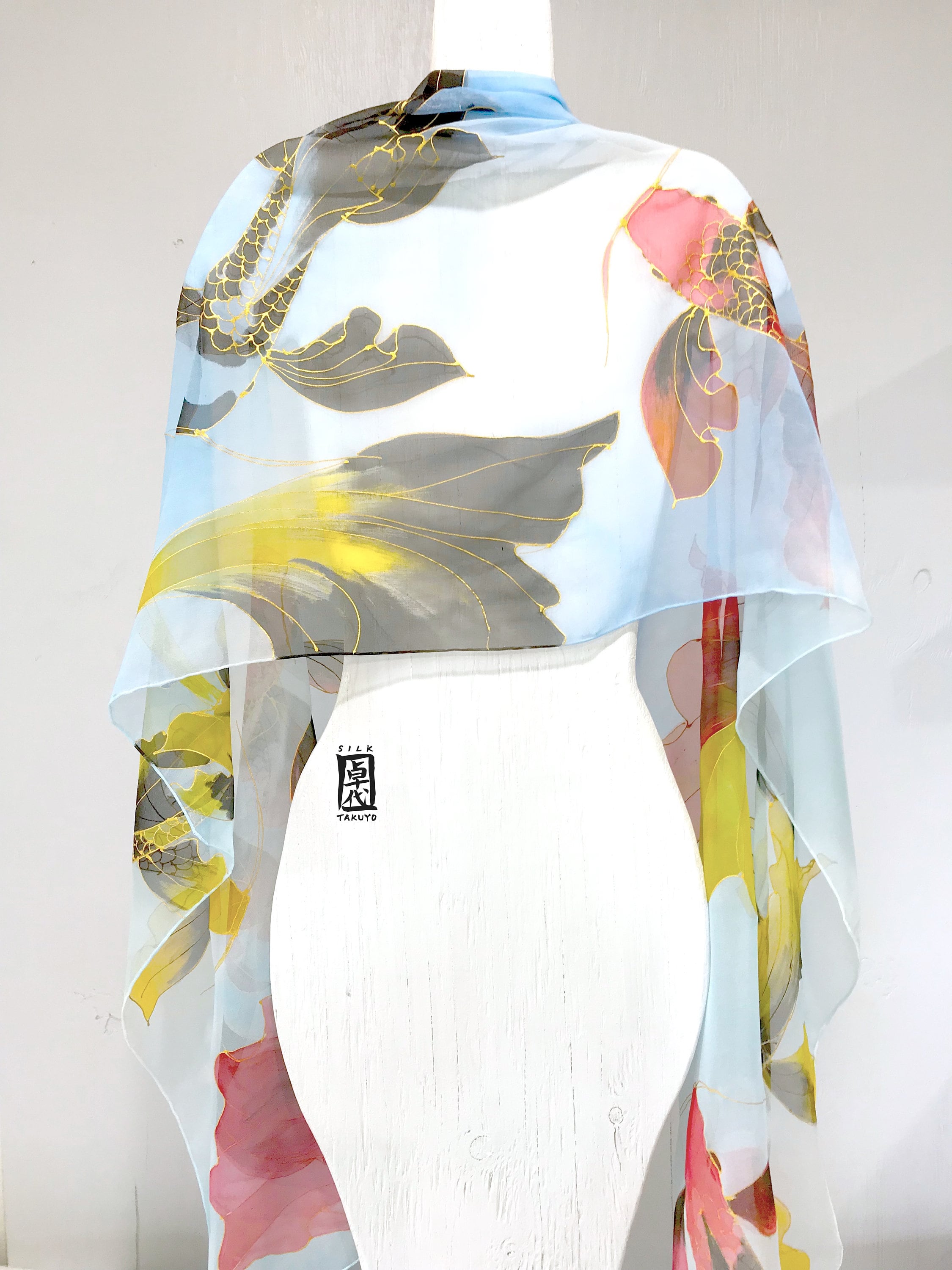 Koi Floral Satin Long Scarf - YELLOW (Pack of 6) main image 0