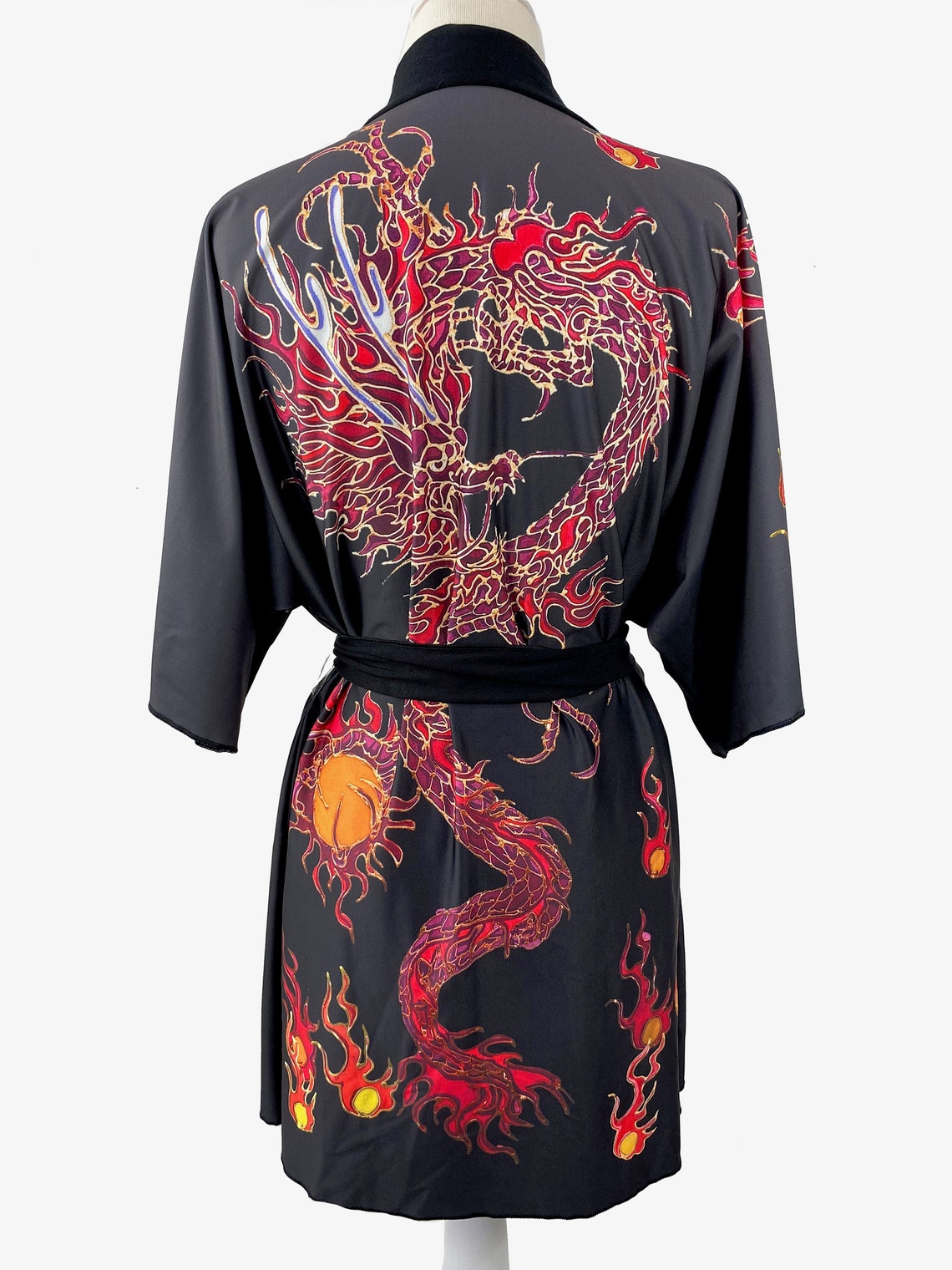 Dragon Silk Kimono Robe Red Dragon Amazing Strength of Etsy UK