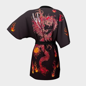 Dragon Silk Kimono Robe, Red Dragon, Amazing Strength of Women ...