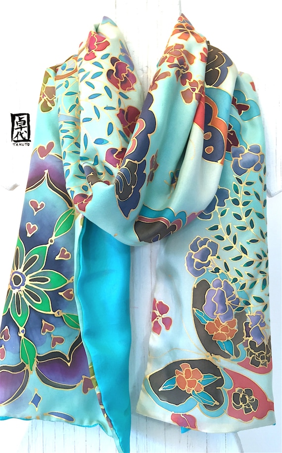 Items similar to Japan Art, Japan Scarf, Japanese Silk Scarf, Hand