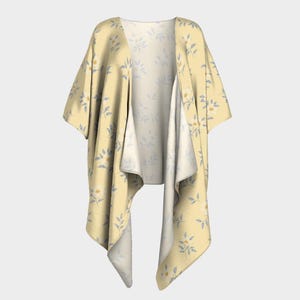Moon Princess | Floral Kimono Top – Pastel Yellow in Silk or Sheer Chiffon