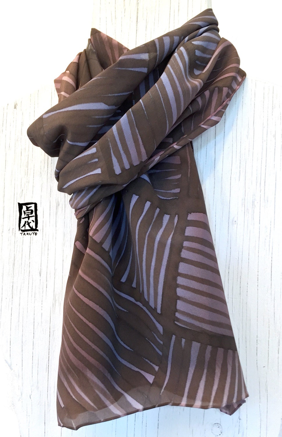 Silk Scarf Men Handpainted Mens Silk Scarf Japan Scarf