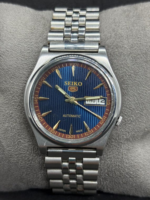 Vintage Seiko 5 Automatic Men’s Wrist Watch | Refurbished Day-Date Mechanical Timepiece