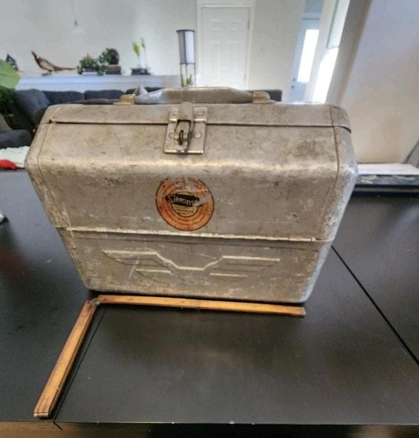 antique metal square tackle boxes Box Blue Vintage Green Metal Tackle Box