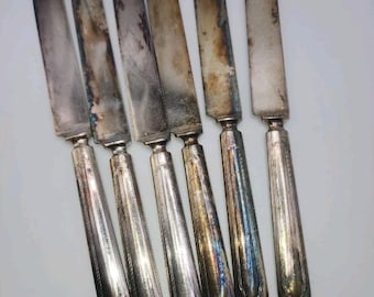 Vintage R. Wallace Silverplate Knives • Set of 6, Early 1900s Flatware