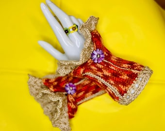 Scaldamuscoli all'uncinetto con pizzo | Guanti senza dita da donna | Scaldamuscoli da polso vintage boho | Scaldamuscoli all'uncinetto in 9 colori | Woolwitch fatto a mano