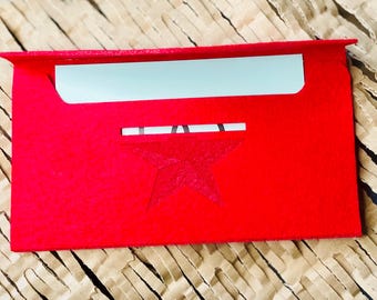 Sobre de fieltro para vales regalo con grabado láser: un elegante embalaje para regalos en efectivo y vales / Soporte de fieltro cortado con láser para sobres de vales y tarjetas.
