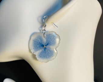 Pendientes de plata con flor | Colgante de flor azul claro | Joyería natural | Joyería botánica | Joyería floral | Regalo