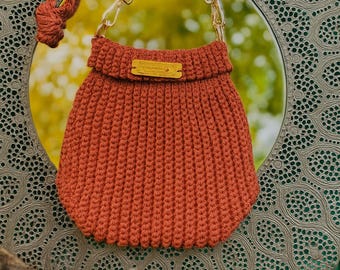 Bolso de crochet naranja óxido | Bolso de hombro bohemio de crochet | Bolso de algodón hecho a mano para otoño – Woolwitch Boutique