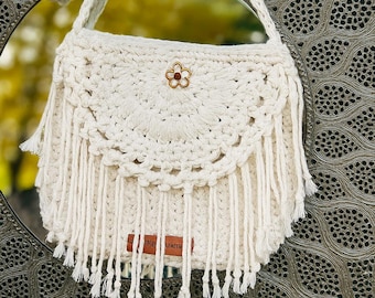 Bolso de crochet bohemio | Bolso de crochet hecho a mano | Natural y elegante
