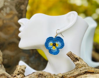 Pendientes de flores de crochet – Hechos con amor | Pendientes de flores de crochet en 7 colores | Joyería bohemia y una idea de regalo