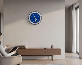 Blau Weiße 25 cm Wanduhr - Moderne minimalistische Wanduhr, Mid-Century Dekor