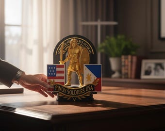Pinoy Soldaten USA Statue - philippinischer amerikanischer veteraner Militärdekor, Erbanzeige
