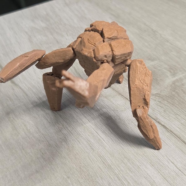 Articulated Rocky Alien Figure – 3D Printed Sci-Fi Sculpture, Desk Decor