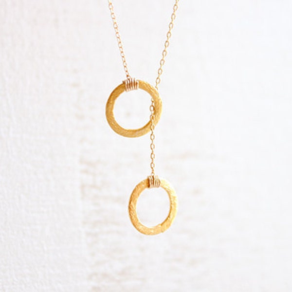 Lariat Circle Necklace - gold vermeil geometric rings modern minimalist jewelry by petitor