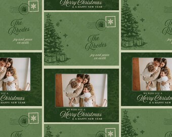 Editable Green Christmas Card Template, Minimal Canva Design (Printable)