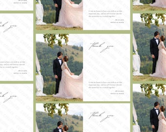 Minimalist Wedding Photo Thank You Card, Editable Canva Template (5x7 inch)