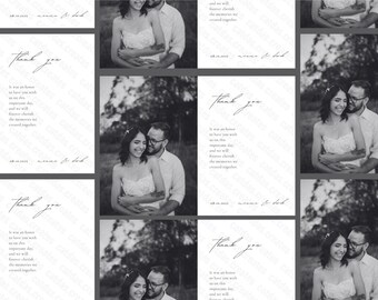 Black & White Wedding Thank You Card Template, Minimalist Modern Photo Card, Editable Canva Printable