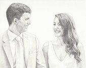 Custom Portrait Drawing 5x7" - Drawing From Your Photo - Two Portraits or Pets - Anniversary Gift