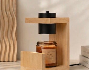 Nordic Wooden Candle Warmer Lamp