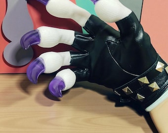 Pelzige Krallen Handschuhe | Furries | Zweilagige Cosplay Pfoten Handschuhe mit farbigen Nägeln | Unisex Furry Kostüm-Zubehör für Cosplay, Rollenspiel