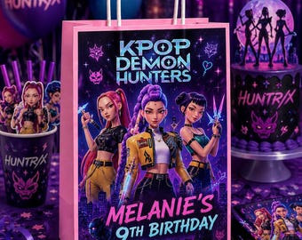 K Pop Demon hunters inspired favor bags 20ct Personalized with name and age