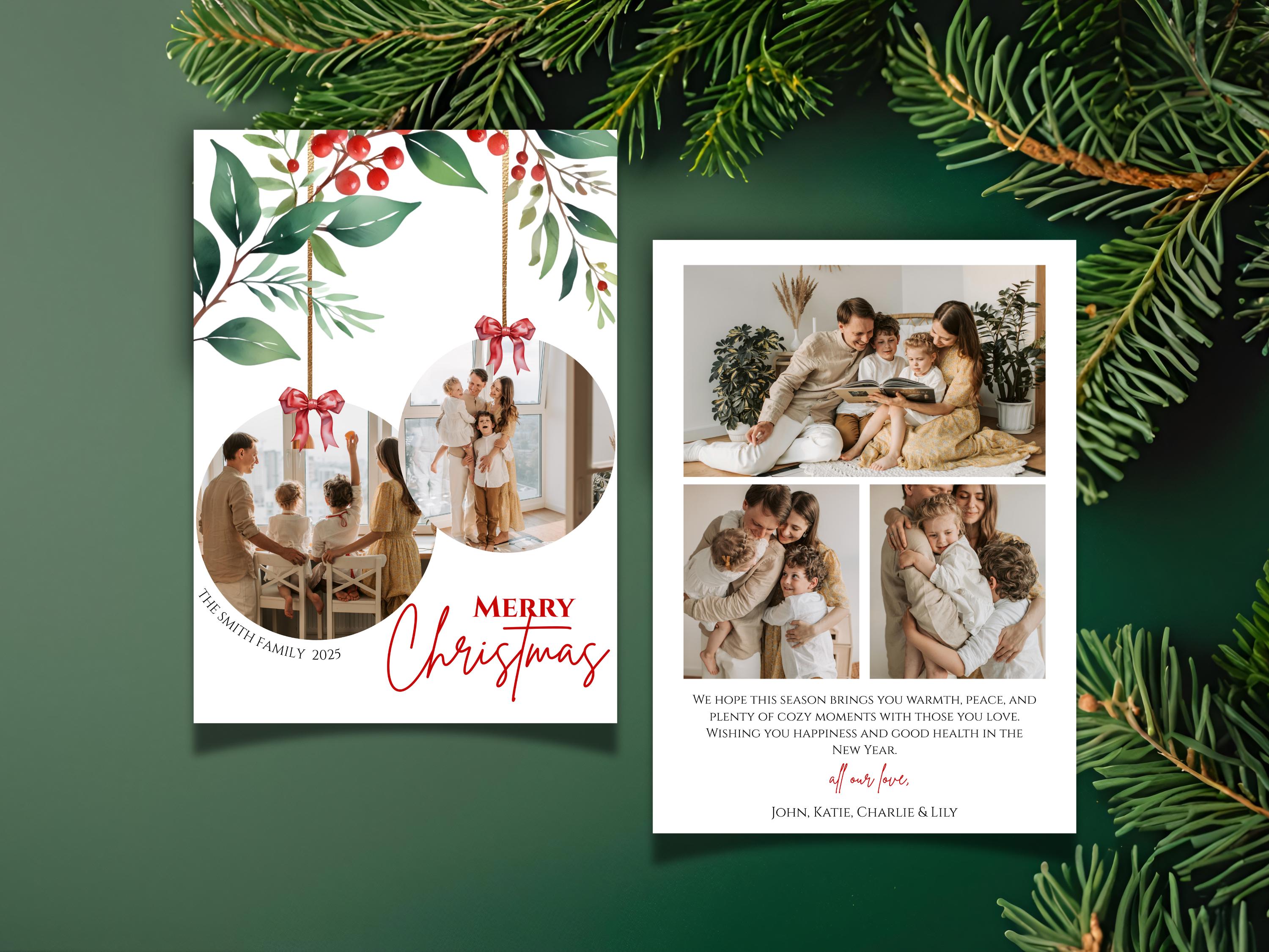 Editable Holiday Photo Card Template, Family Christmas Card (digital ...