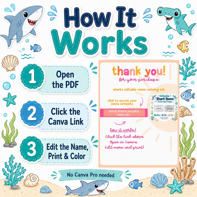 Editable Shark Name Coloring Pages | Personalized Shark Coloring Sheet ...