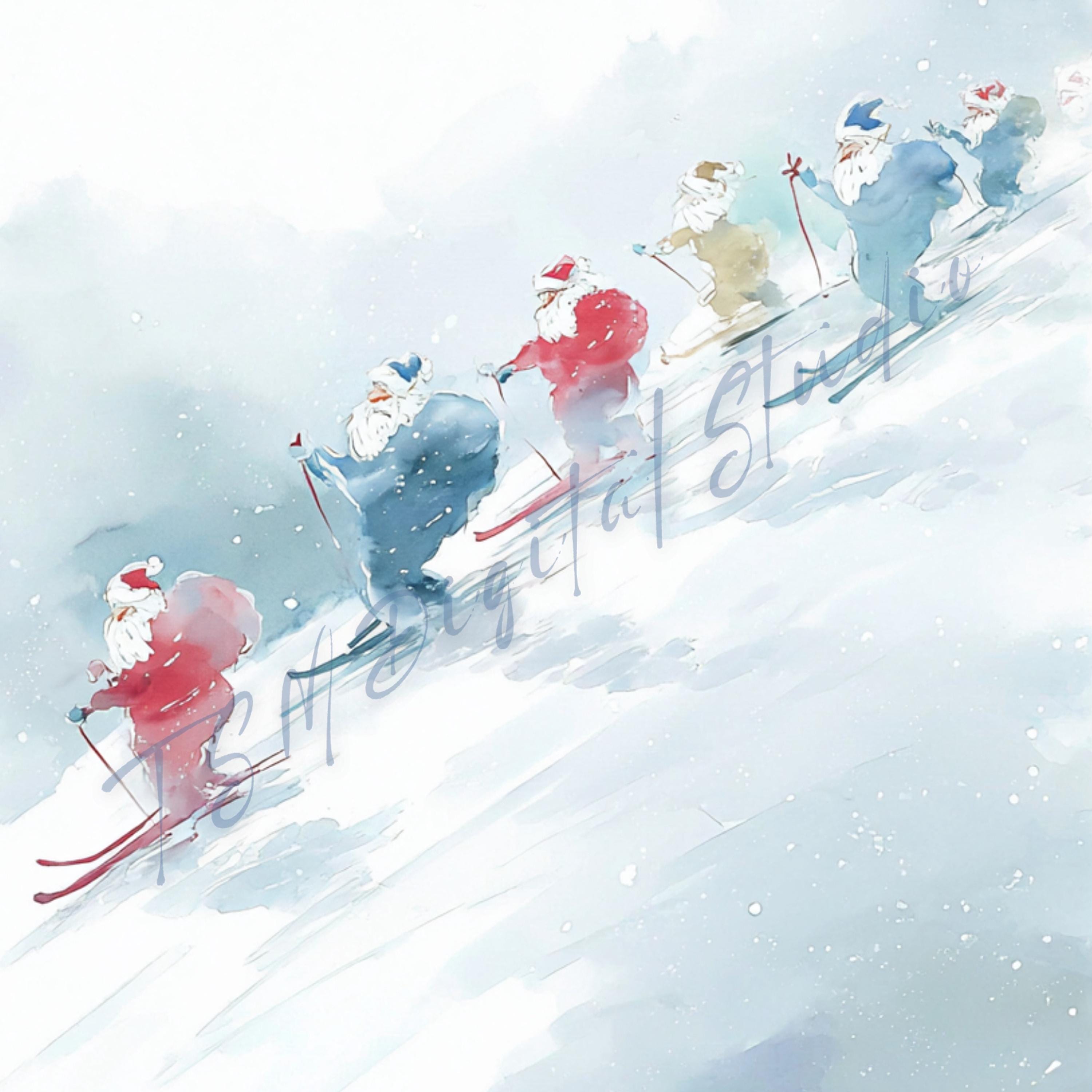 Toile à Aiguille Noël Père Noël – 4 Initiales Rondes – Peinte à La Main