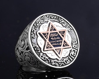 Handcrafted Sterling Silver Star of David Ring | Seal of Solomon, Arabic