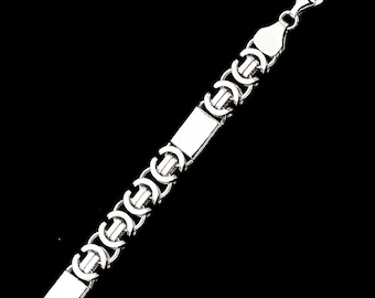 925 Sterling Silver Diamond Cut Byzantine Chain Necklace for Men - Handmade Heavy King Chain 50 cm
