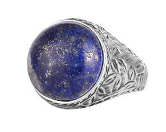 Natural Gemstone Men Ring 925 Sterling Silver – Handmade Vintage Statement Ring – Ottoman Style Silver Ring Gift for Him