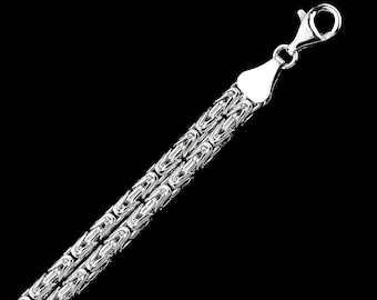 925 Sterling Silver Double Round Byzantine King Chain Necklace for Men - Handmade Heavy Chain 50 cm